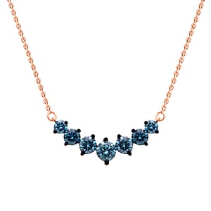Luxuriant Lab Grown Blue Diamond (IR) VS 1.00 ctw Necklace in 18K Vermeil Rose Gold Over Sterling Silver 20 Inches
