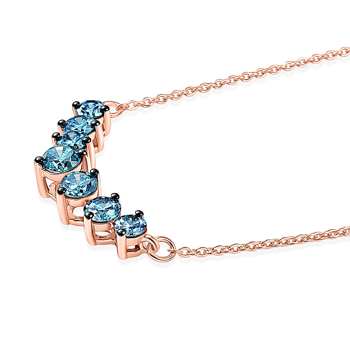 Luxuriant Lab Grown Blue Diamond (IR) VS 1.00 ctw Necklace in 18K Vermeil Rose Gold Over Sterling Silver 20 Inches (Del. in 10-12 Days) image number 3