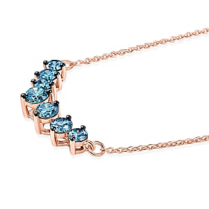 Luxuriant Lab Grown Blue Diamond (IR) VS 1.00 ctw Necklace in 18K Vermeil Rose Gold Over Sterling Silver 20 Inches (Del. in 10-12 Days)