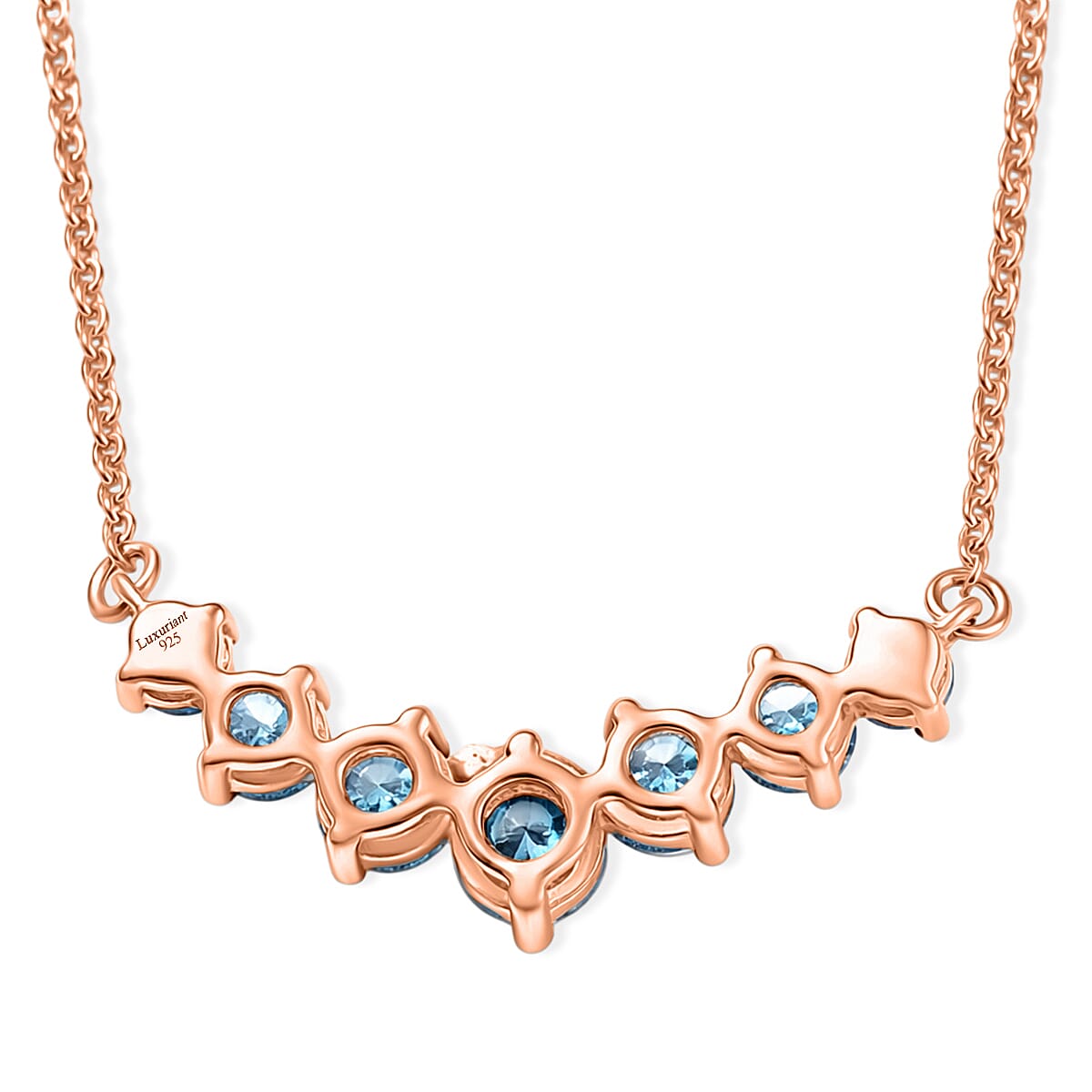 Luxuriant Lab Grown Blue Diamond (IR) VS 1.00 ctw Necklace in 18K Vermeil Rose Gold Over Sterling Silver 20 Inches (Del. in 10-12 Days) image number 4