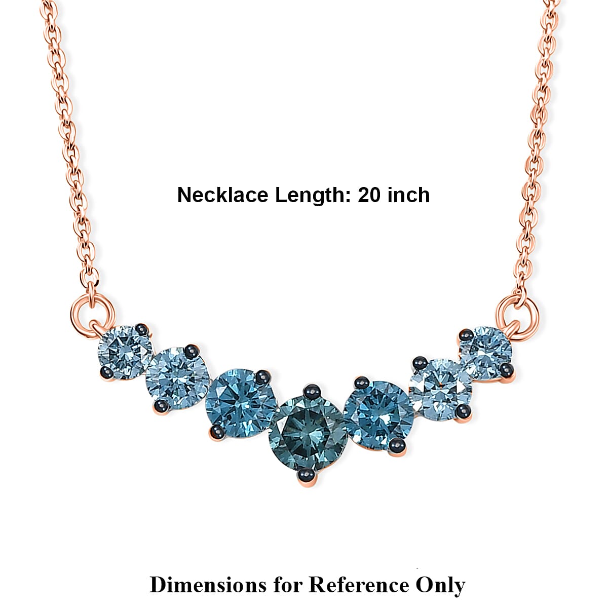 Luxuriant Lab Grown Blue Diamond (IR) VS 1.00 ctw Necklace in 18K Vermeil Rose Gold Over Sterling Silver 20 Inches (Del. in 10-12 Days) image number 6