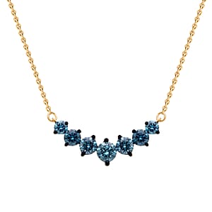 Luxuriant Lab Grown Blue Diamond (IR) VS 1.00 ctw Necklace in 18K Vermeil Yellow Gold Over Sterling Silver 20 Inches