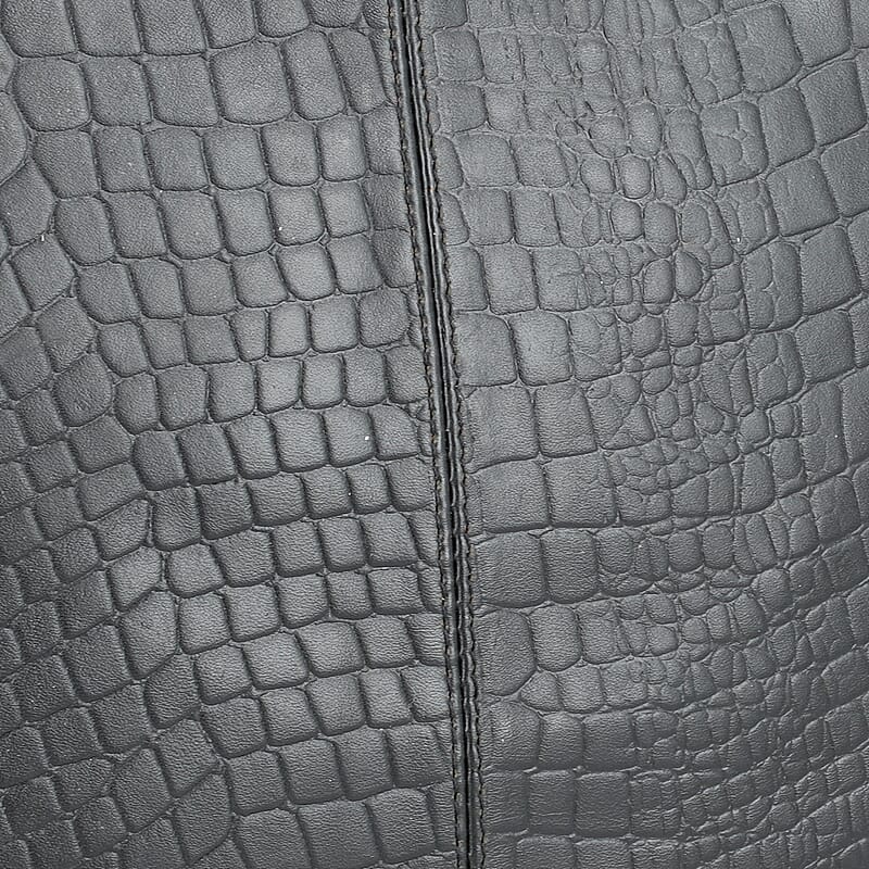 La Marey Black Genuine Leather Tote Bag with Front Two Zip Pocket