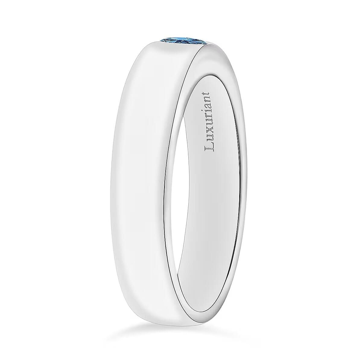 Luxuriant Lab Grown Blue Diamond IR SI 0.25 ctw Mens Ring in Rhodium Over Sterling Silver (Size 11.5) image number 3