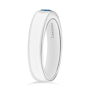 Luxuriant Lab Grown Blue Diamond IR SI 0.25 ctw Mens Ring in Rhodium Over Sterling Silver (Size 11.5)