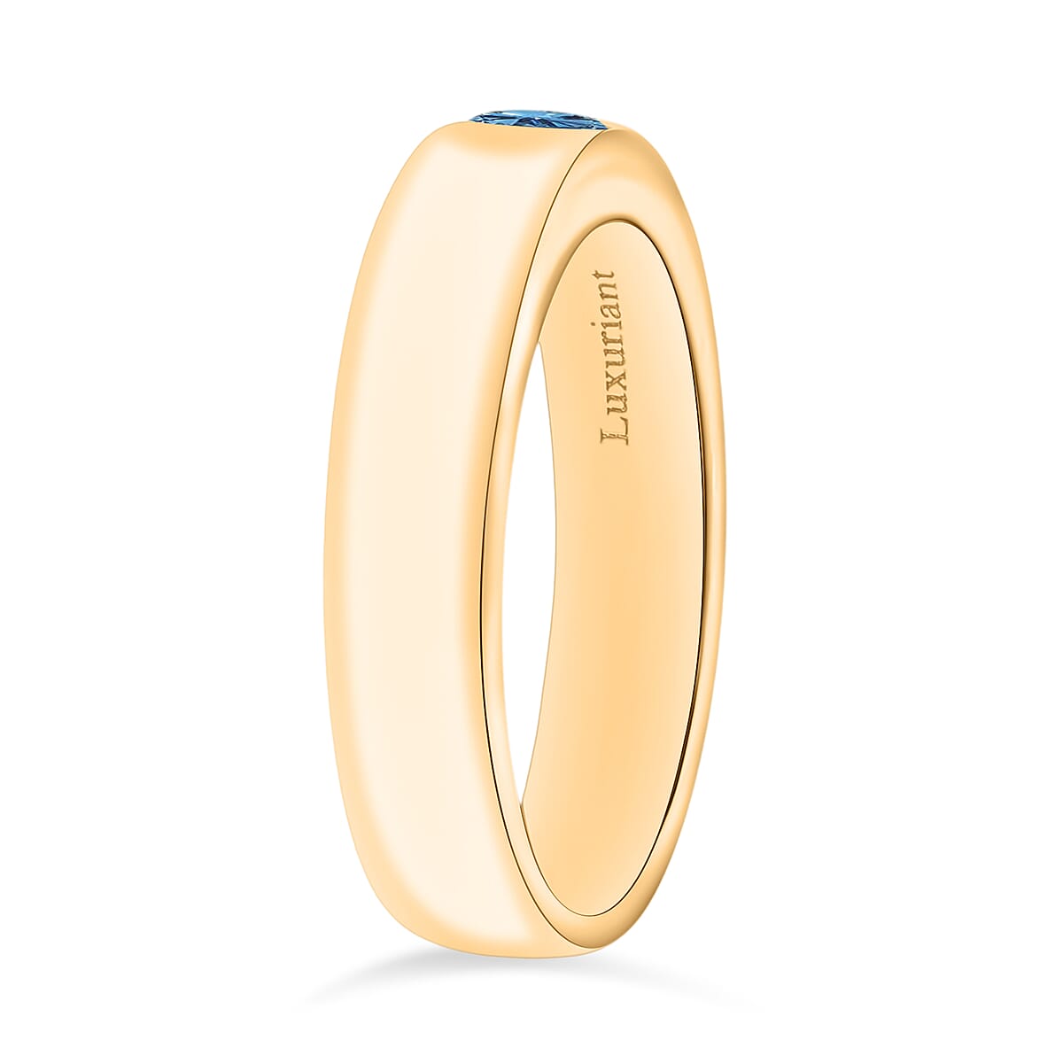 Luxuriant Lab Grown Blue Diamond IR SI 0.25 ctw Mens Ring in 10K Yellow Gold (Size 9.0) 5 Grams image number 2