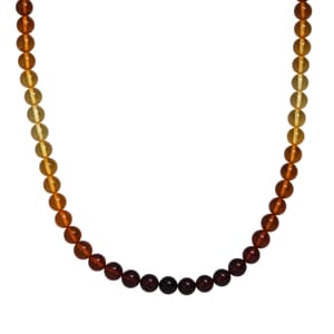 Shades of Amber Beaded Necklace in Rhodium Over Sterling Silver 20 Inches
