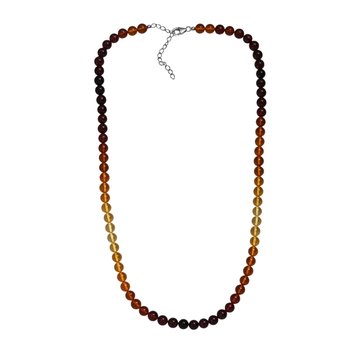 Shades of Amber Beaded Necklace in Rhodium Over Sterling Silver 20 Inches image number 3