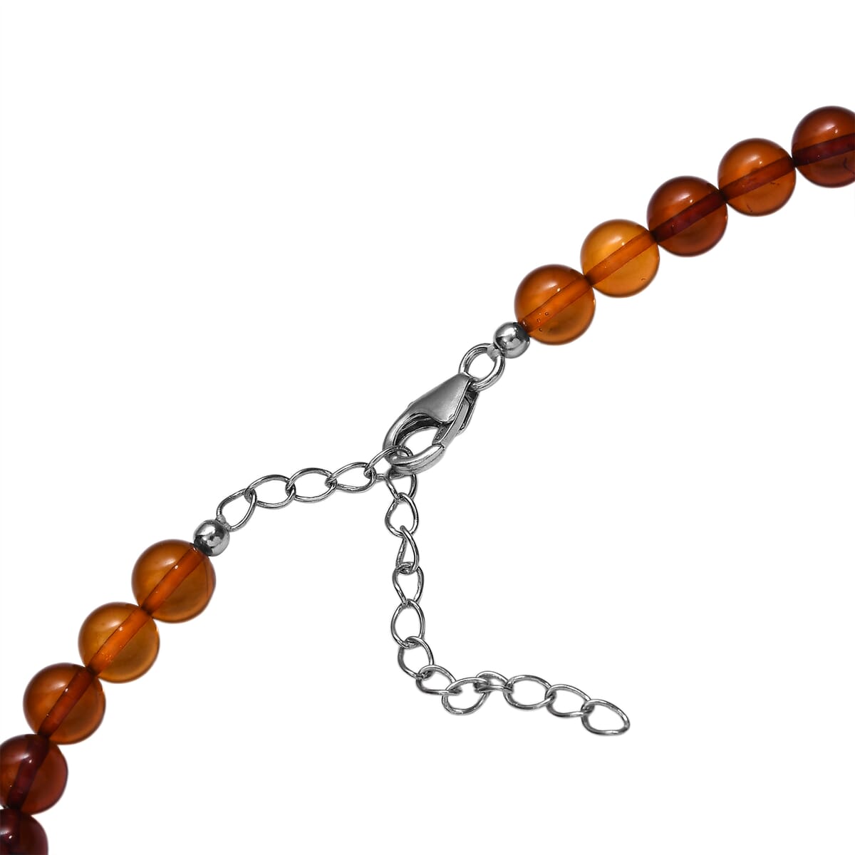 Shades of Amber Beaded Necklace in Rhodium Over Sterling Silver 20 Inches image number 4