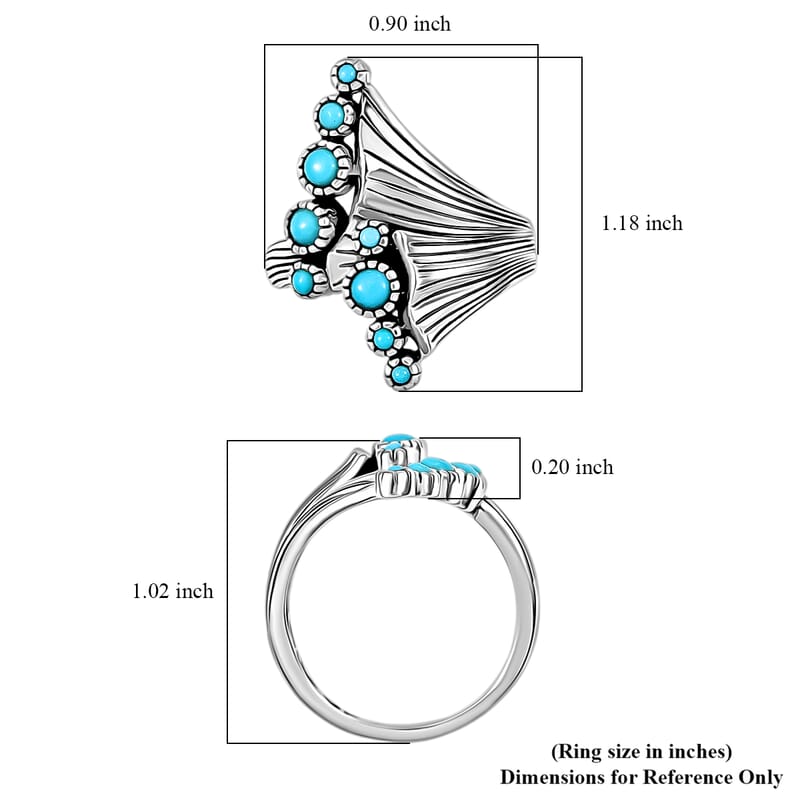 GP Capri Collection Artisan Crafted Premium Sleeping Beauty Turquoise 0.60 ctw Ring in Sterling Silver (Size 10.0)