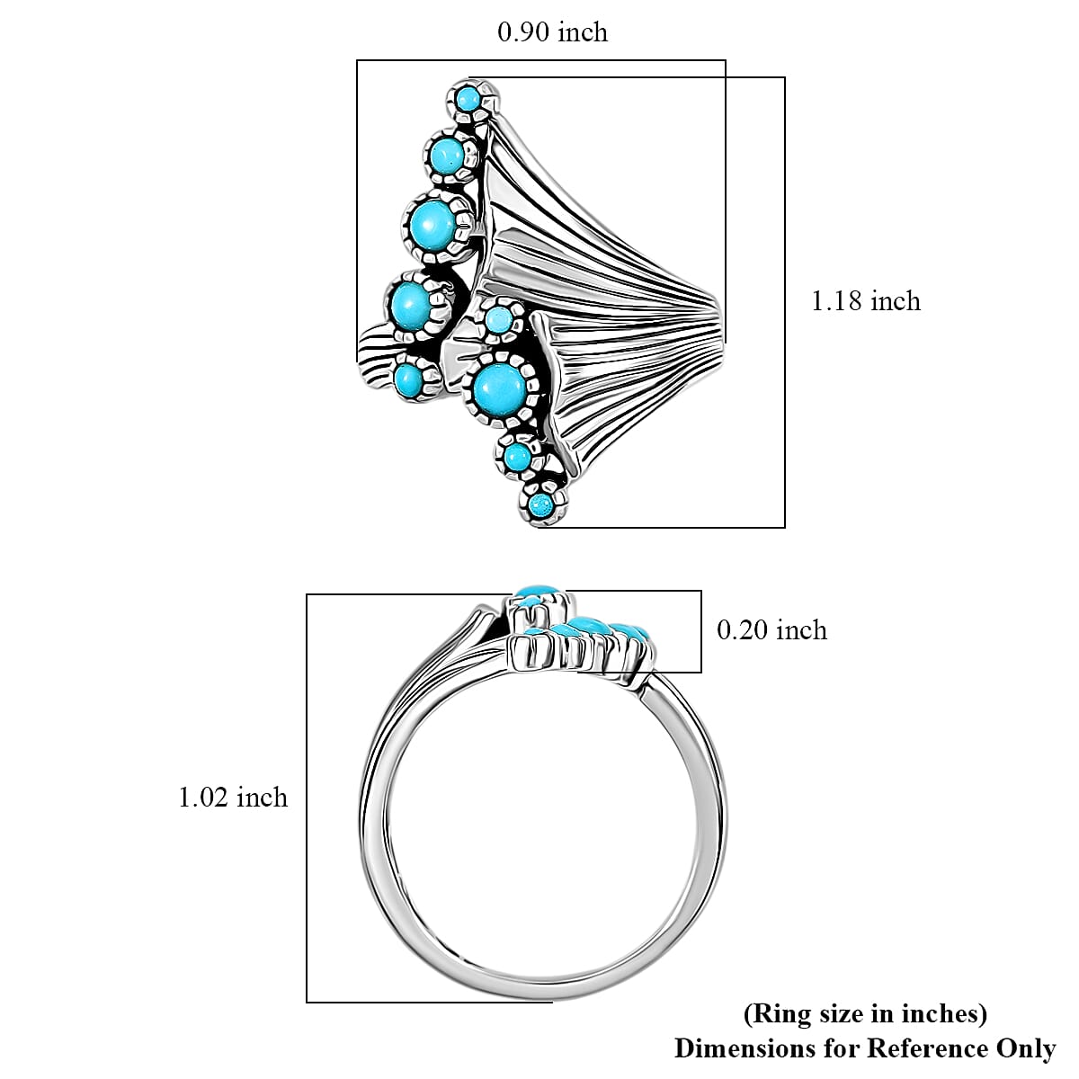 GP Capri Collection Artisan Crafted Premium Sleeping Beauty Turquoise 0.60 ctw Ring in Sterling Silver (Size 6.0) image number 6