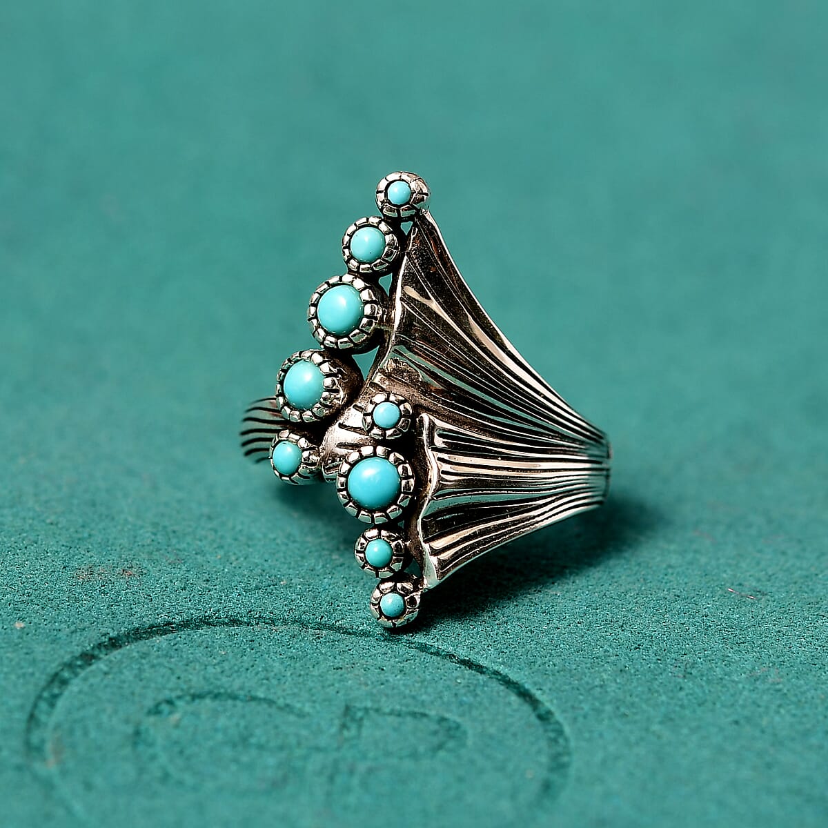 GP Capri Collection Artisan Crafted Premium Sleeping Beauty Turquoise 0.60 ctw Ring in Sterling Silver (Size 8.0) image number 1