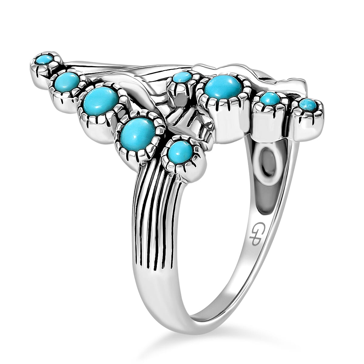 GP Capri Collection Artisan Crafted Premium Sleeping Beauty Turquoise 0.60 ctw Ring in Sterling Silver (Size 8.0) image number 4