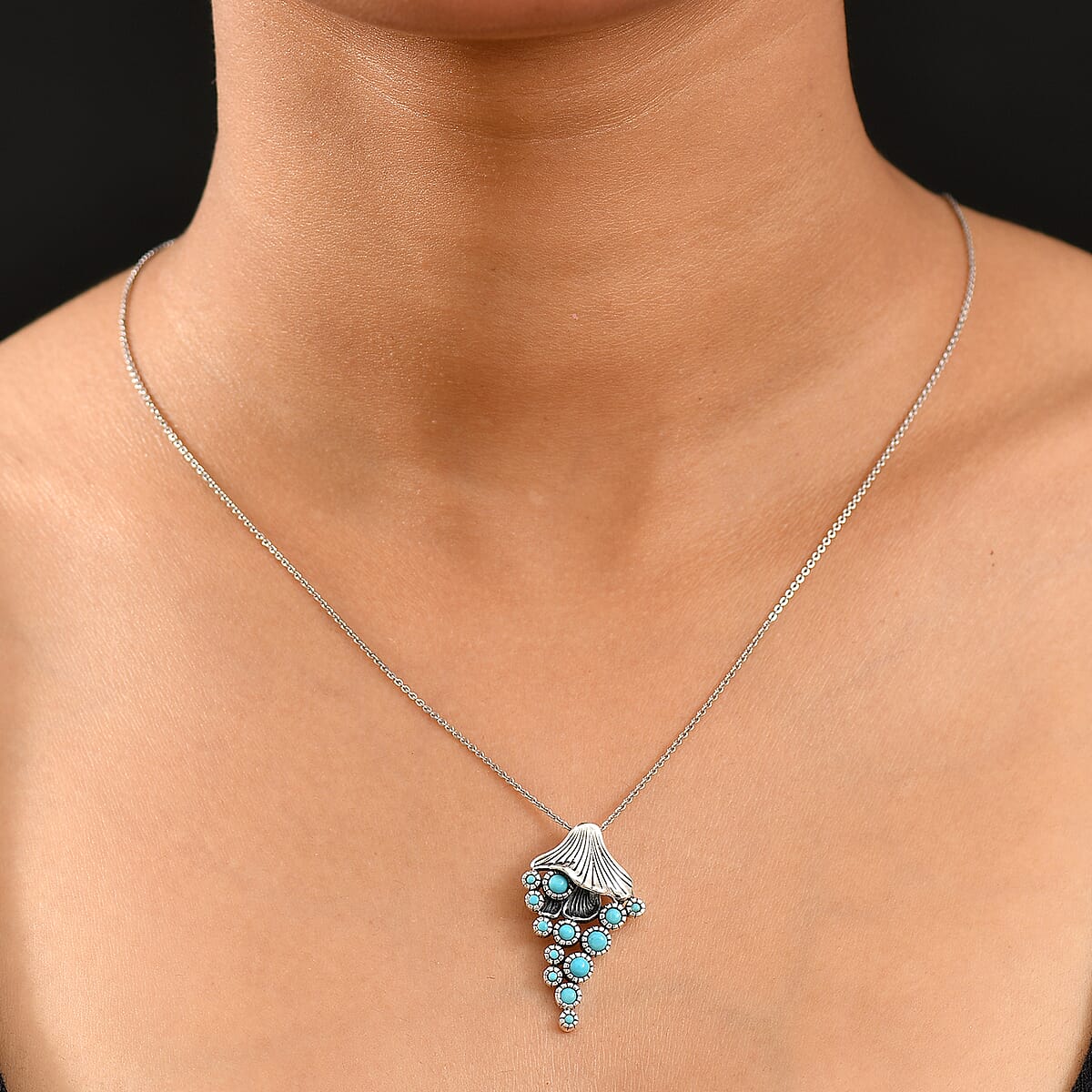 GP Capri Collection Artisan Crafted Sleeping Beauty Turquoise 0.80 ctw Pendant without Chain in Sterling Silver image number 2