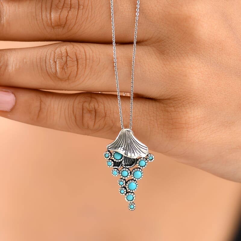 GP Capri Collection Artisan Crafted Sleeping Beauty Turquoise 0.80 ctw Pendant without Chain in Sterling Silver