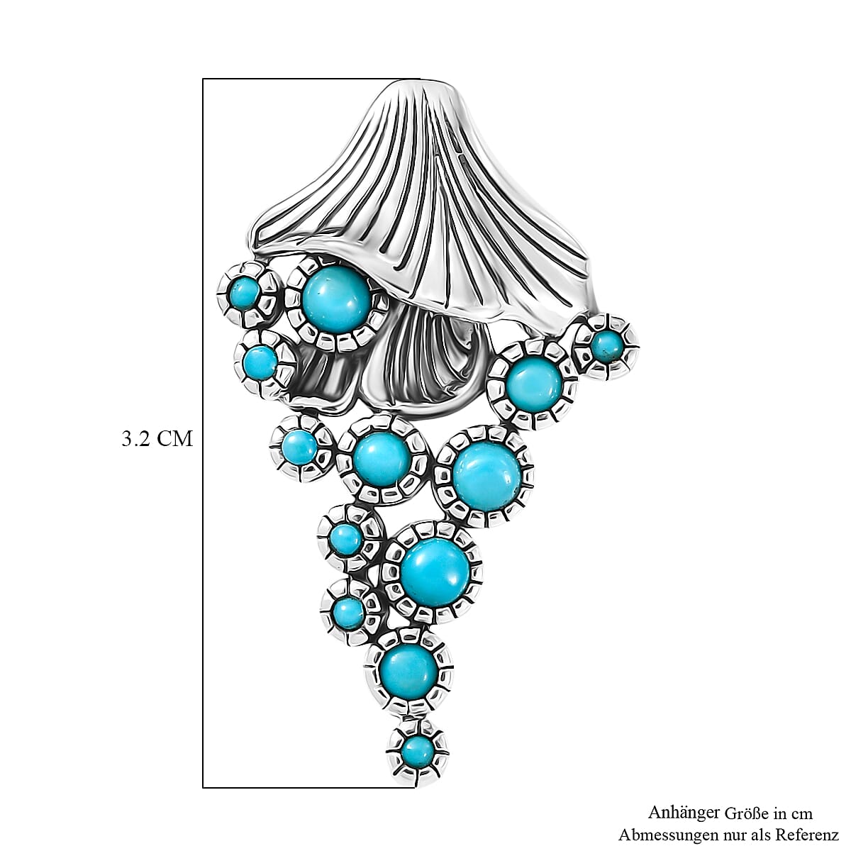 GP Capri Collection Artisan Crafted Sleeping Beauty Turquoise 0.80 ctw Pendant without Chain in Sterling Silver image number 7