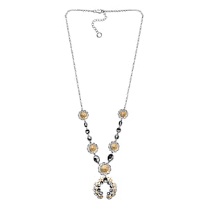 D'Joy Artisan Crafted White Buffalo 6.65 ctw Native American Concho Necklace in 18K YG and Rhodium Over Sterling Silver 18 Inches