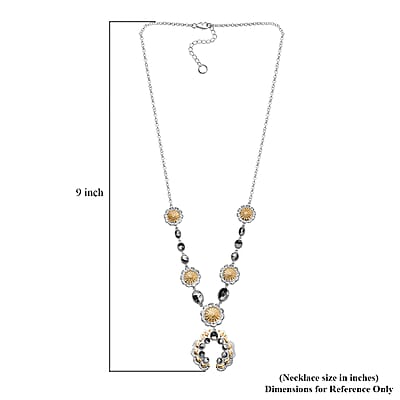 D'Joy Artisan Crafted White Buffalo 6.65 ctw Native American Concho Necklace in 18K YG and Rhodium Over Sterling Silver 18 Inches