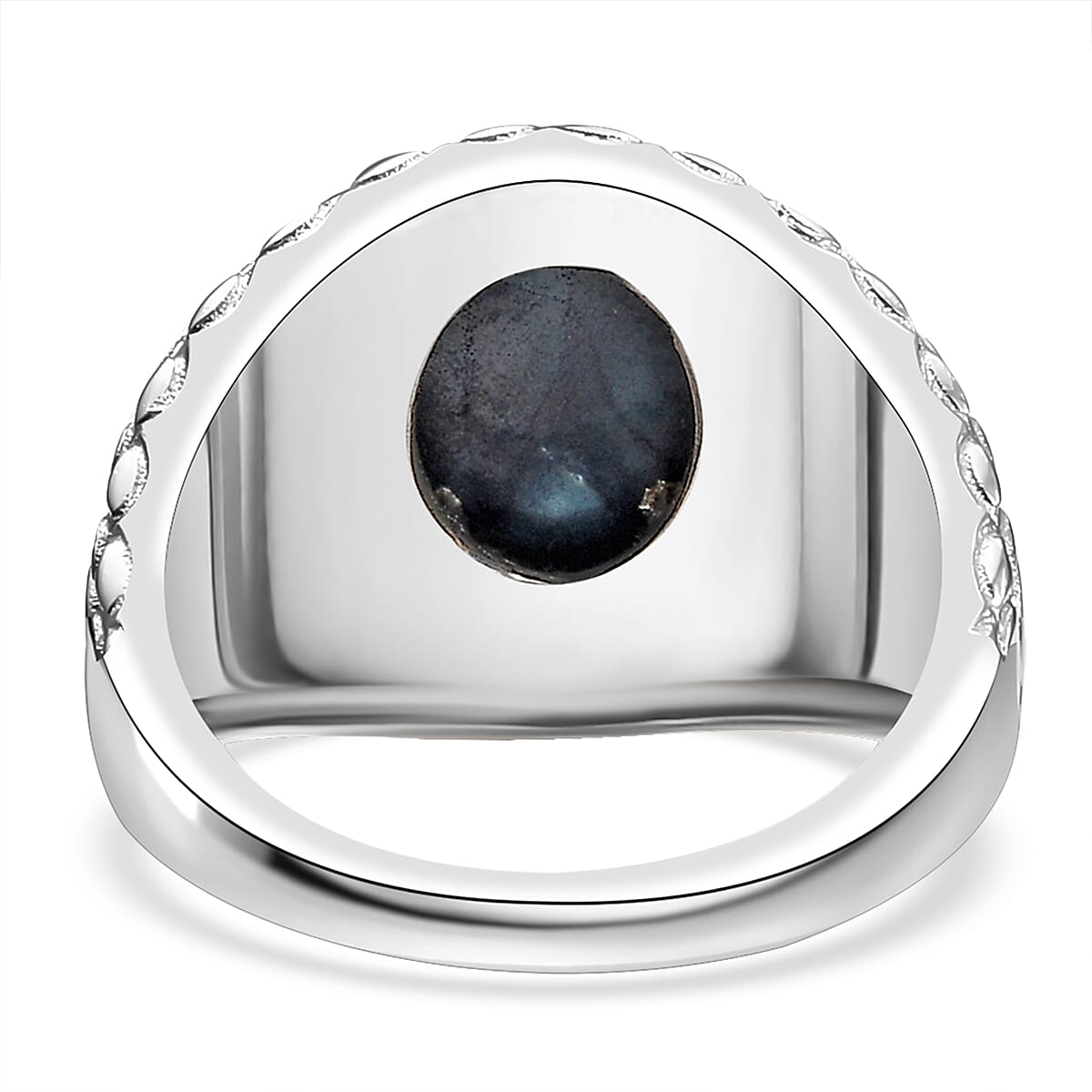D'Joy Blue Star Sapphire (DF) 4.65 ctw Ring in 14K YG and Rhodium Over Sterling Silver (Size 8.0) image number 4