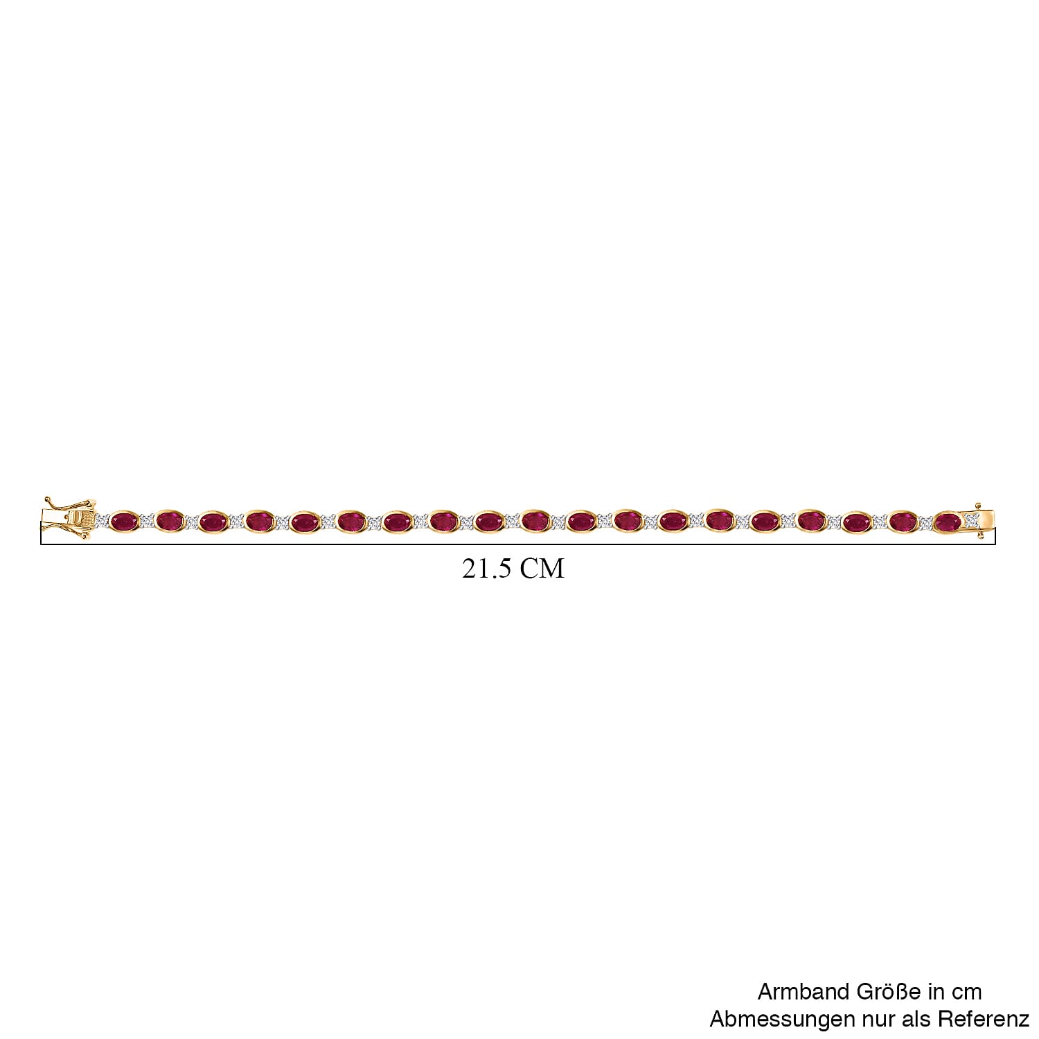 D'Joy African Ruby (FF) and Moissanite 14.00 ctw Bracelet in Rhodium and 18K Vermeil YG Over Sterling Silver (8.00 In)