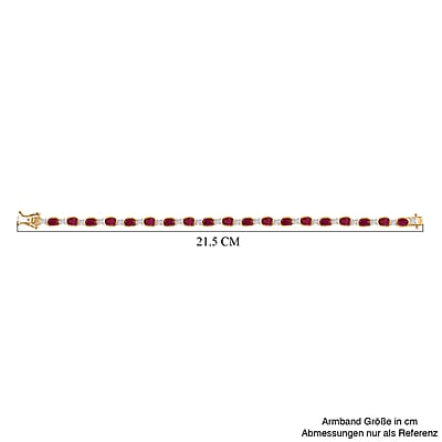 D'Joy African Ruby (FF) and Moissanite 14.00 ctw Bracelet in Rhodium and 18K Vermeil YG Over Sterling Silver (8.00 In)