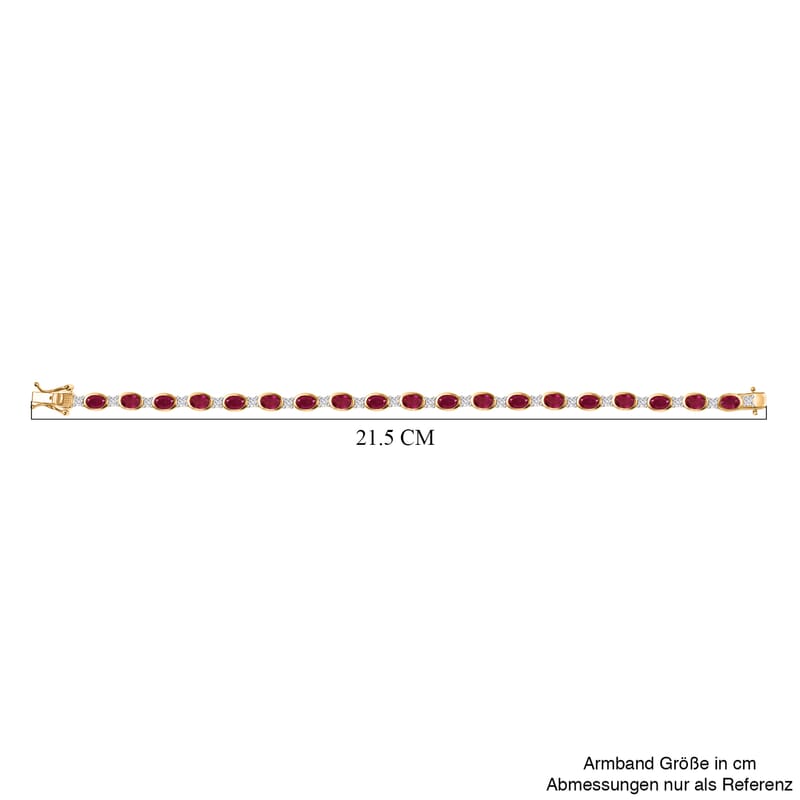D'Joy African Ruby (FF) and Moissanite 14.00 ctw Bracelet in Rhodium and 18K Vermeil YG Over Sterling Silver (8.00 In)