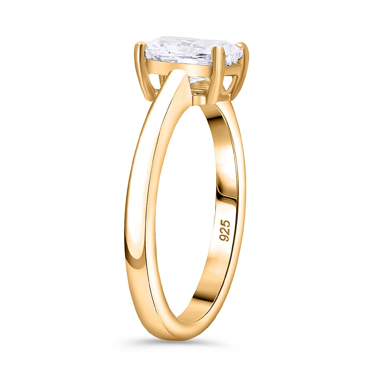 IGI Certified Luxuriant Lab Grown Diamond G-H SI 1.00 ctw Solitaire Ring in 18K Vermeil Yellow Gold Sterling Silver (Size 12.0) (Del. in 10-12 Days) image number 3