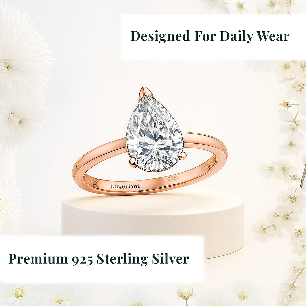 IGI Certified Luxuriant Lab Grown Diamond G-H SI 2.00 ctw Ring in 18K Vermeil Rose Gold Over Sterling Silver (Size 5.0) (Del. in 10-12 Days) image number 2