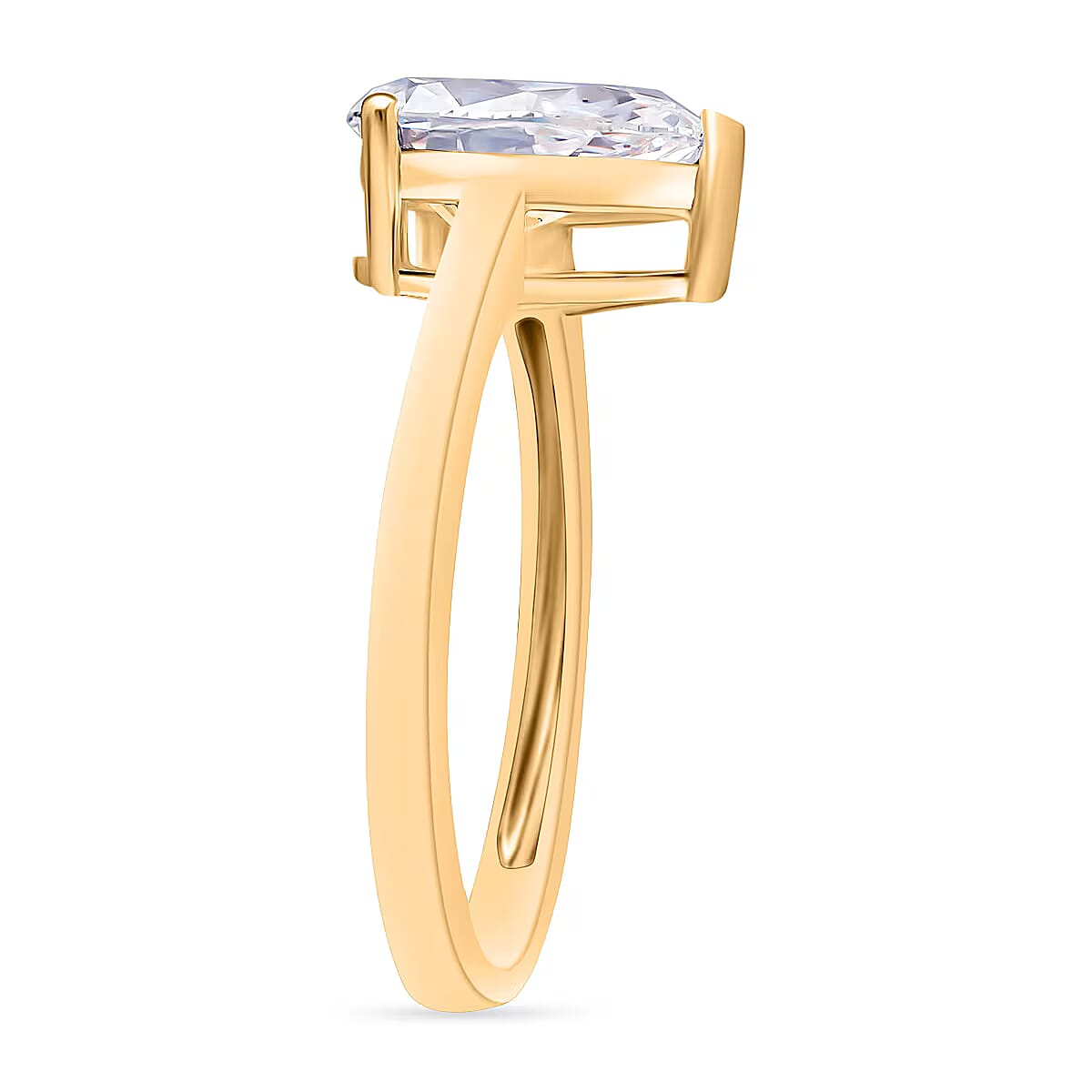 IGI Certified Luxuriant Lab Grown Diamond G-H SI 2.00 ctw Ring in 18K Vermeil Yellow Gold Over Sterling Silver (Size 5.5) (Del. in 10-12 Days) image number 2