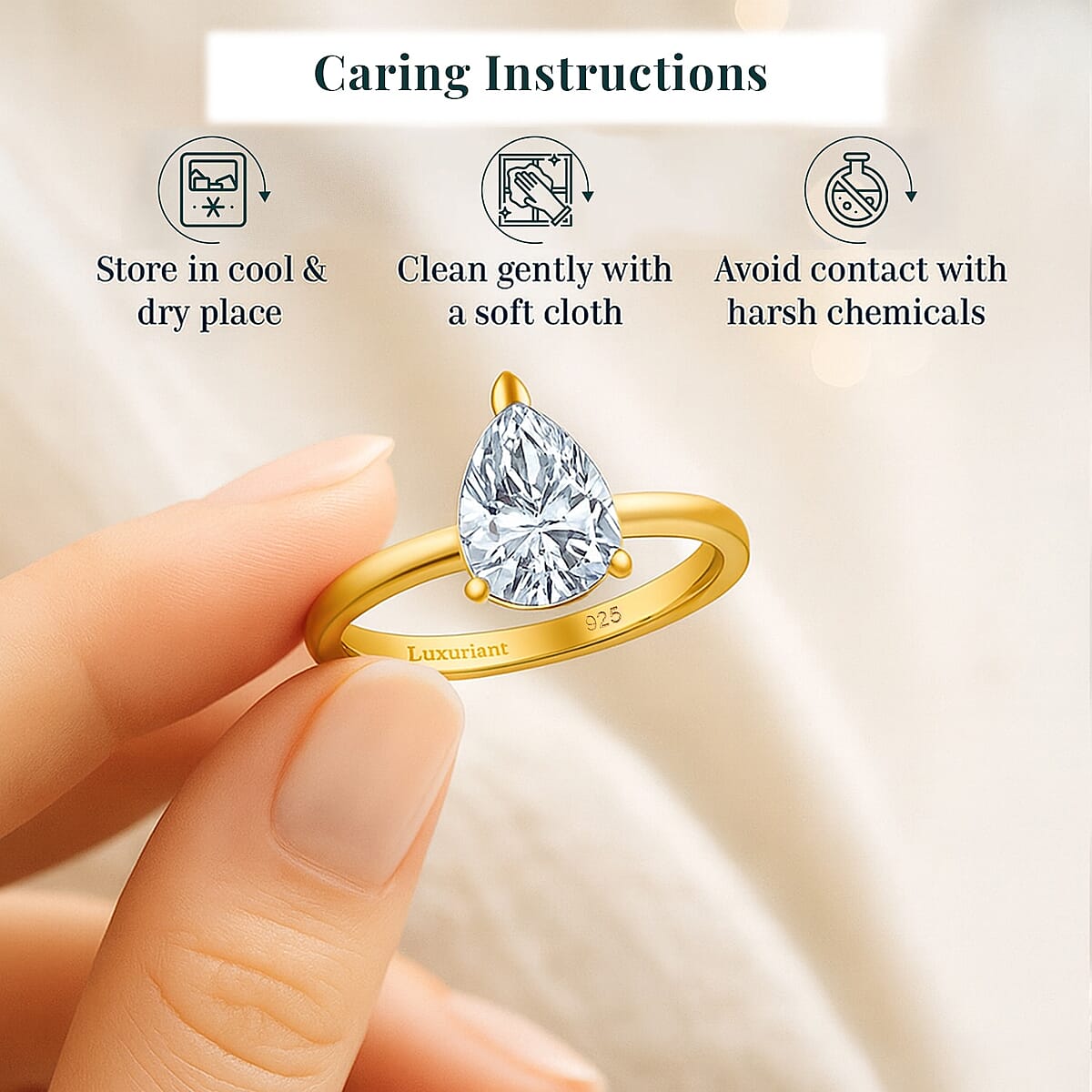 IGI Certified Luxuriant Lab Grown Diamond G-H SI 2.00 ctw Ring in 18K Vermeil Yellow Gold Over Sterling Silver (Size 5.5) (Del. in 10-12 Days) image number 4