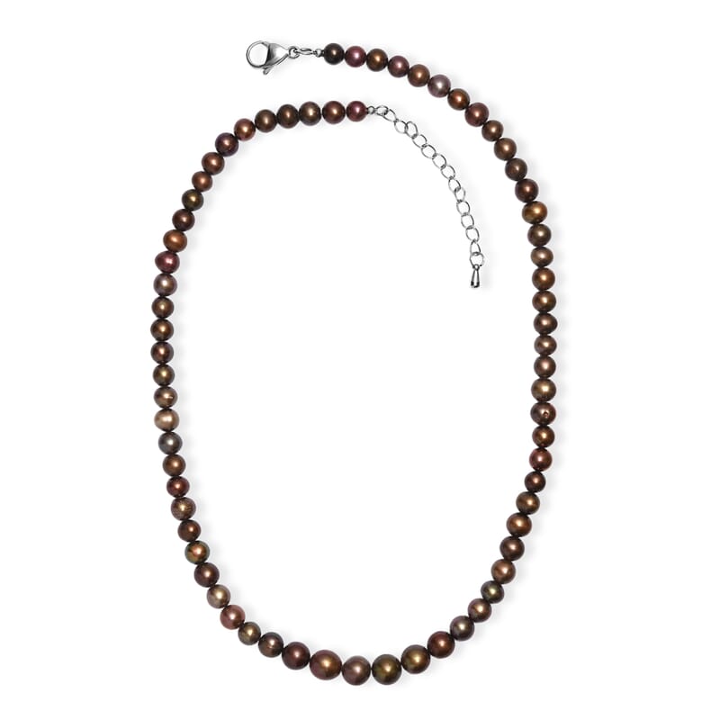 GCS Brown Pearl (D) Necklace in Stainless Steel 18 Inches