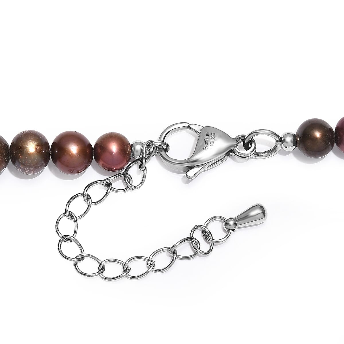 Brown Dyed Pearl Necklace in Stainless Steel 18 Inches image number 4