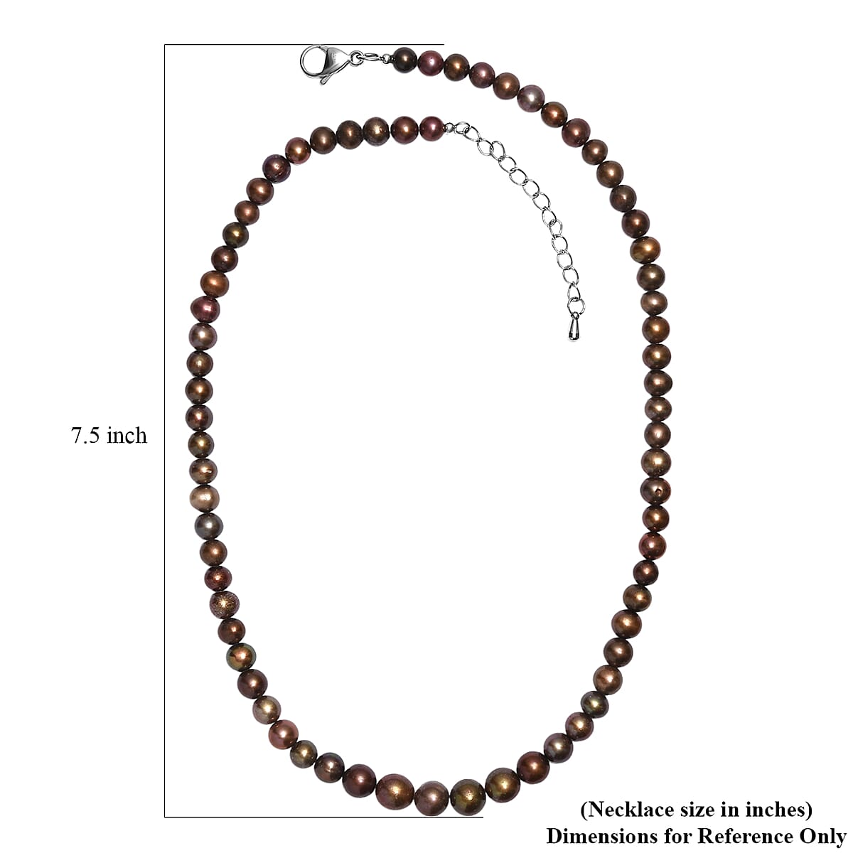 Brown Dyed Pearl Necklace in Stainless Steel 18 Inches image number 5