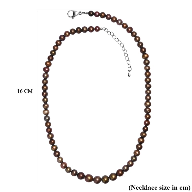 GCS Brown Pearl (D) Necklace in Stainless Steel 18 Inches