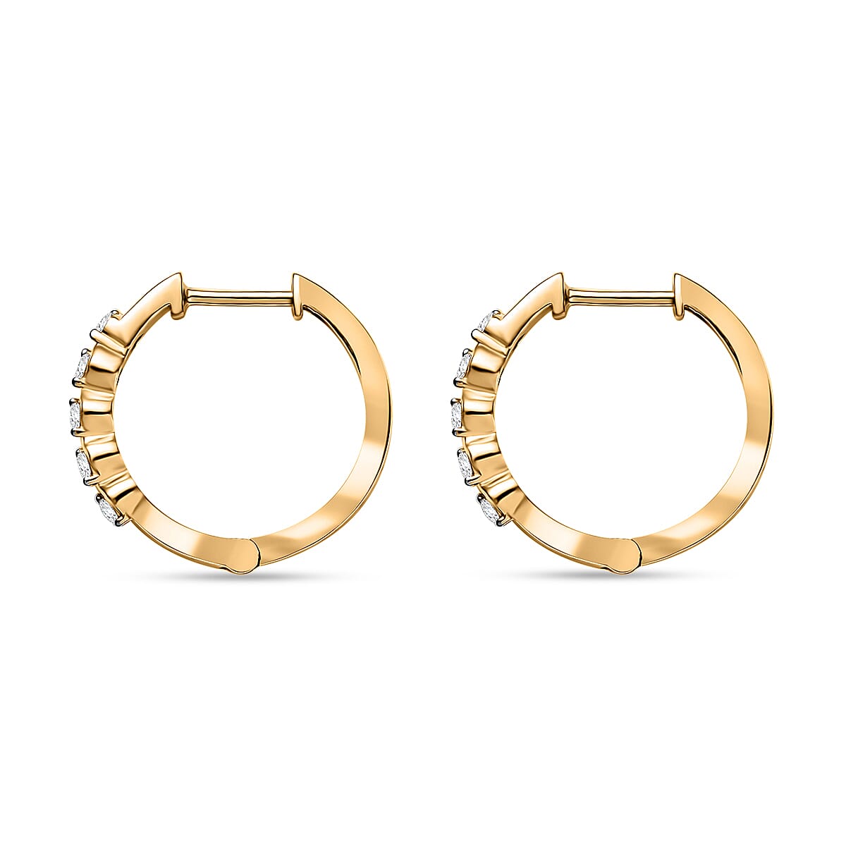 Luxuriant Lab Grown Diamond G-H SI 0.30 ctw Hoop Earrings in 18K Vermeil Yellow Gold Over Sterling Silver image number 4