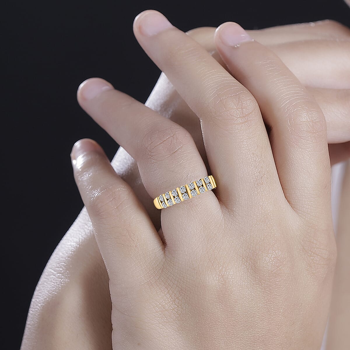 Luxuriant Lab Grown Diamond G-H SI 0.50 ctw Band Ring in 18K Vermeil Yellow Gold Over Sterling Silver (Size 10.0) (Del. in 10-12 Days) image number 1