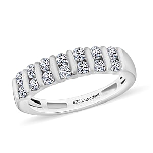 Luxuriant Lab Grown Diamond G-H SI 0.50 ctw Band Ring in Rhodium Over Sterling Silver (Size 5.0)