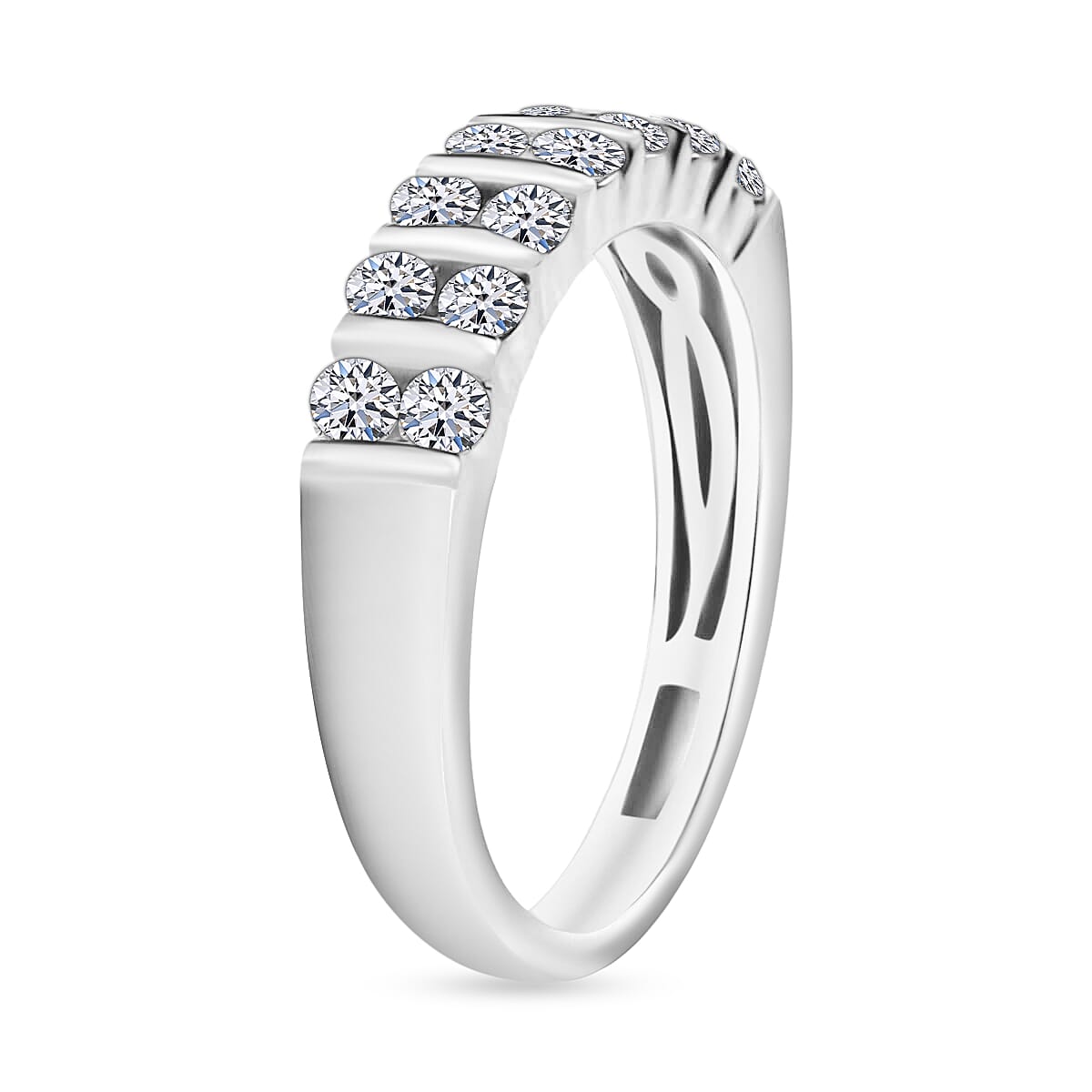 Luxuriant Lab Grown Diamond G-H SI 0.50 ctw Band Ring in Rhodium Over Sterling Silver (Size 5.0) image number 2