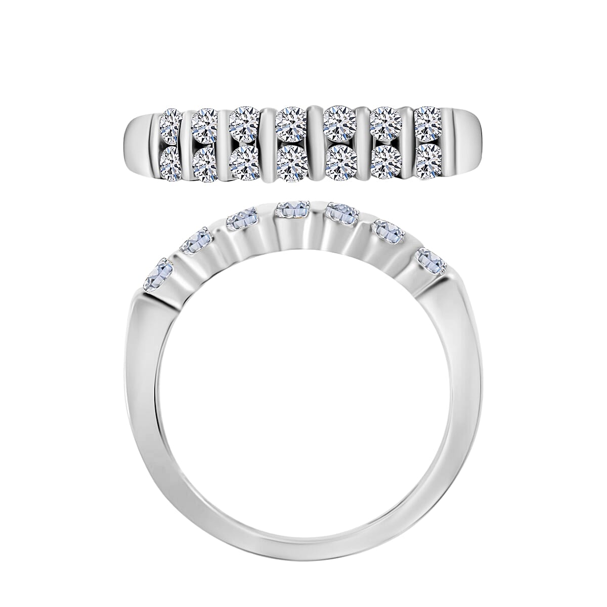 Luxuriant Lab Grown Diamond G-H SI 0.50 ctw Band Ring in Rhodium Over Sterling Silver (Size 5.0) image number 3