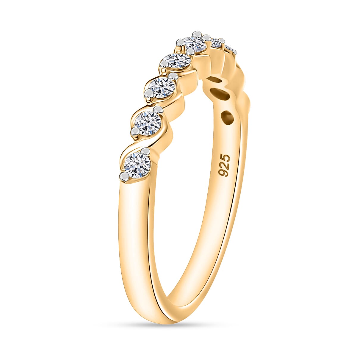 Luxuriant Lab Grown Diamond G-H SI 0.25 ctw Band Ring in 18K Vermeil Yellow Gold Over Sterling Silver (Size 11.5) image number 3