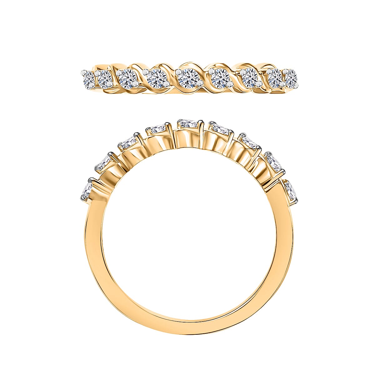 Luxuriant Lab Grown Diamond G-H SI 0.25 ctw Band Ring in 18K Vermeil Yellow Gold Over Sterling Silver (Size 11.5) image number 4