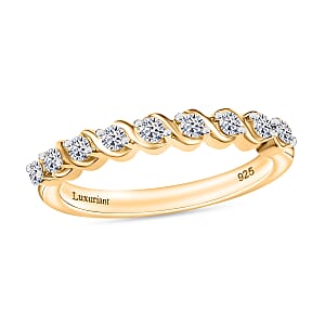 Luxuriant Lab Grown Diamond G-H SI 0.25 ctw Band Ring in 18K Vermeil Yellow Gold Over Sterling Silver (Size 7.0)