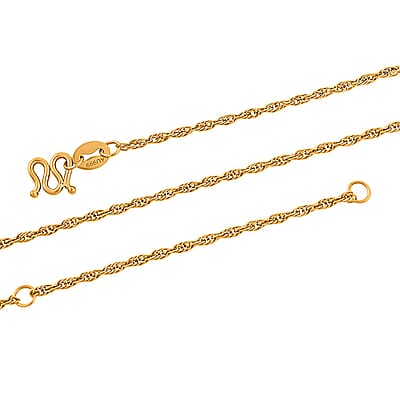 Rope Chain Necklace in 24K Yellow Gold 3.90 Grams 20 Inches