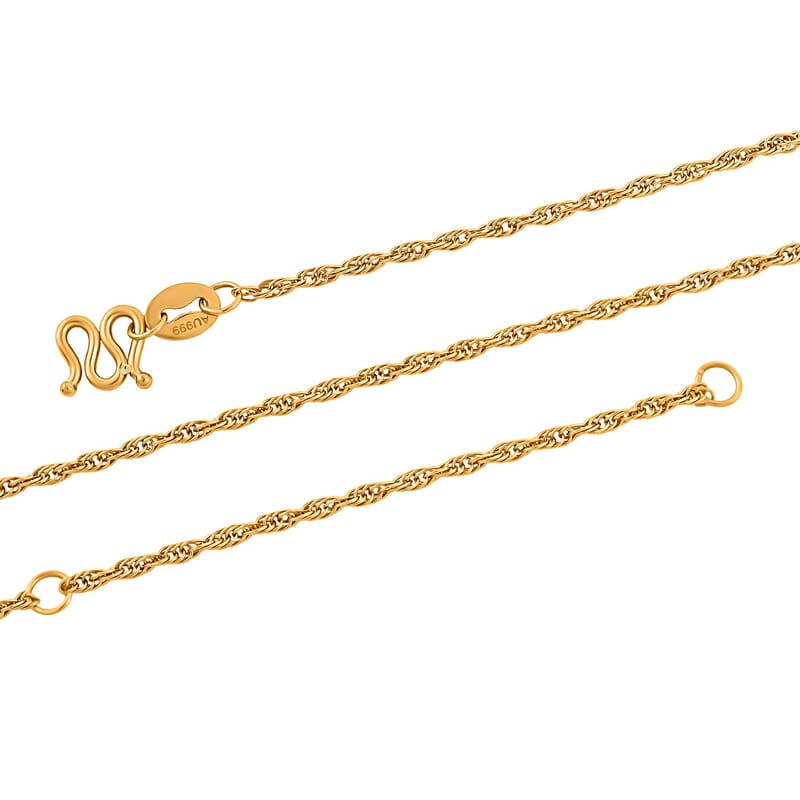 Rope Chain Necklace in 24K Yellow Gold 3.90 Grams 20 Inches