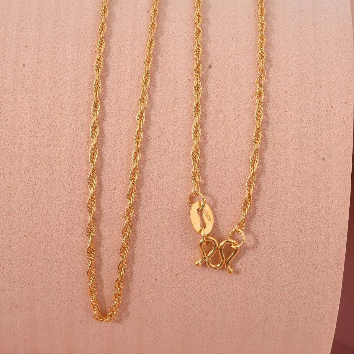 24K Spiga Chain Necklace in Yellow Gold 3.5 Grams 20 Inches image number 1