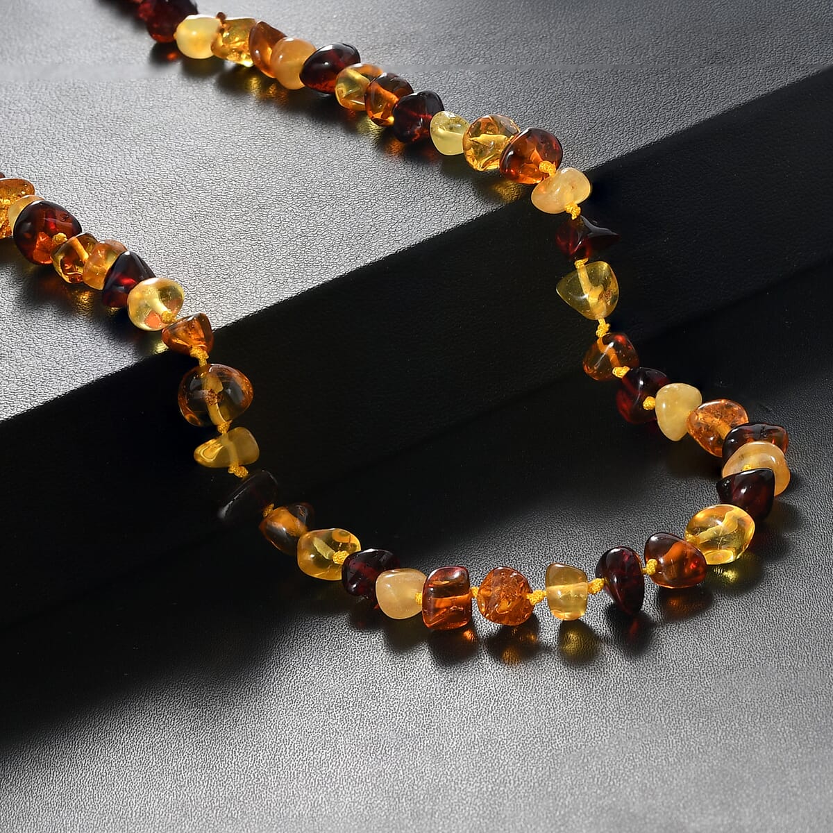 Multi Color Amber Beaded Necklace (20 Inches) image number 1