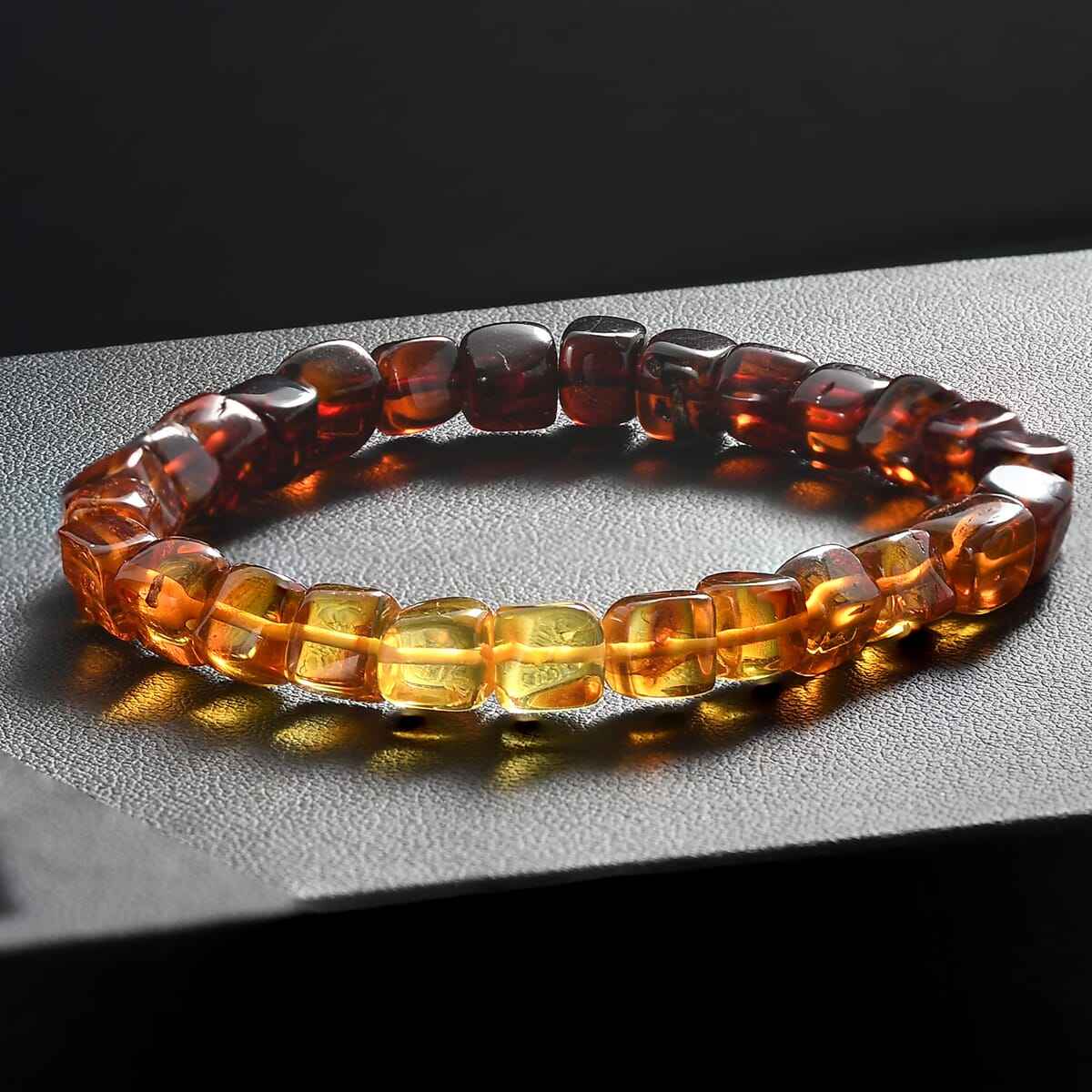 Shades of Amber Beaded Stretch Bracelet image number 1