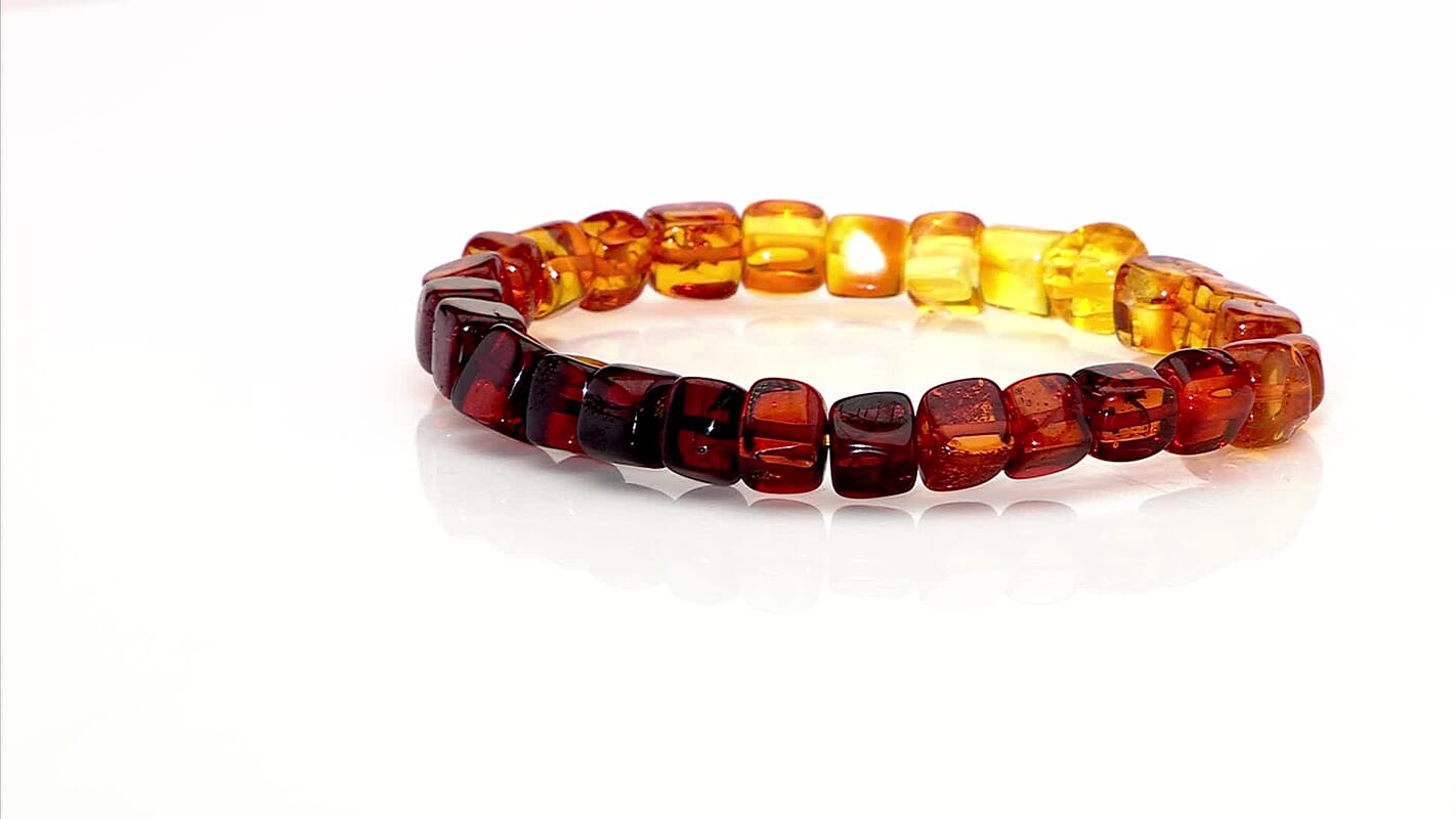 Shades of Amber Beaded Stretch Bracelet
