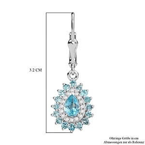 Betroka Blue Apatite and White Zircon 2.32 ctw Earrings in Rhodium Over Sterling Silver