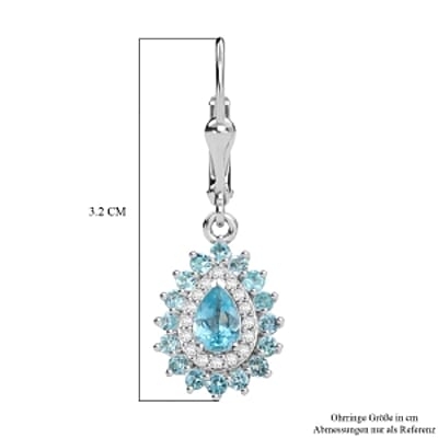 Betroka Blue Apatite and White Zircon 2.32 ctw Earrings in Rhodium Over Sterling Silver